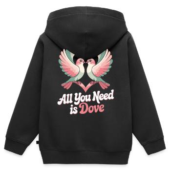 Wortspiel Vogeltaube Humor - Kinder Premium Organic Zip Hoodie - Schwarz - Hinten - AI Model Kid Male (0cm)