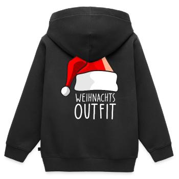Weihnachts Outfit mit Nikolaus-Mütze - Kinder Premium Organic Zip Hoodie - Schwarz - Hinten - AI Model Kid Male (0cm)