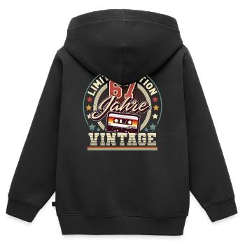 67. Geburtstag Vintage Audiokassette 67 Jahre - Kinder Premium Organic Zip Hoodie - Schwarz - Hinten - AI Model Kid Male (0cm)