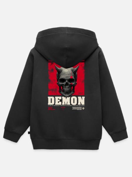 Dämonen Schädel mit rotem Halo - Kinder Premium Organic Zip Hoodie - Schwarz