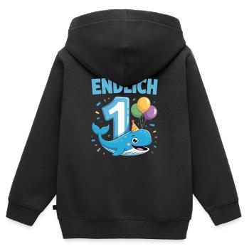 Mein 1 Geburtstag  - Kinder Premium Organic Zip Hoodie - Schwarz - Hinten - AI Model Kid Male (0cm)