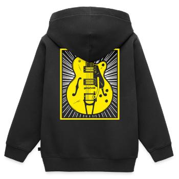 Silhouette de guitare rétro - Sweat Premium à capuche zippé enfant bio - noir - Dos - AI Model Kid Male (0cm)