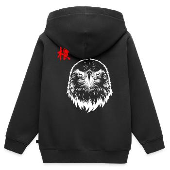 Aigle asiatique - Sweat Premium à capuche zippé enfant bio - noir - Dos - AI Model Kid Male (0cm)