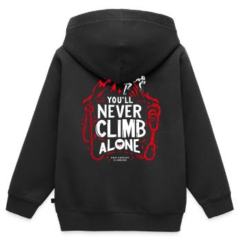 Du wirst niemals allein klettern - Kinder Premium Organic Zip Hoodie - Schwarz - Hinten - AI Model Kid Male (0cm)