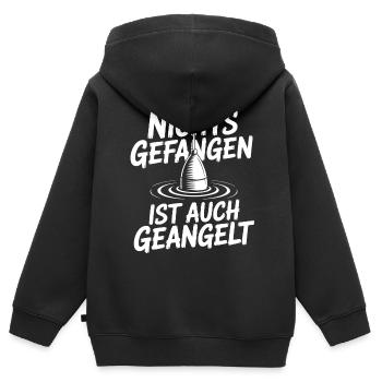 Nichts Gefangen Ist auch Geangelt - Kinder Premium Organic Zip Hoodie - Schwarz - Hinten - AI Model Kid Male (0cm)