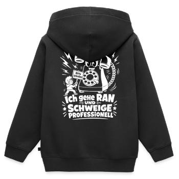 Ich gehe ran und schweige professionell - Kinder Premium Organic Zip Hoodie - Schwarz - Hinten - AI Model Kid Male (0cm)
