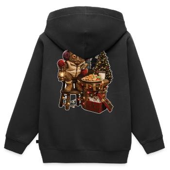 Gobelin dans le service de nuit de Noël - Sweat Premium à capuche zippé enfant bio - noir - Dos - AI Model Kid Male (0cm)