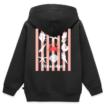 Strandgut Muscheln Seesterne und Krebs - Kinder Premium Organic Zip Hoodie - Schwarz - Hinten - AI Model Kid Male (0cm)