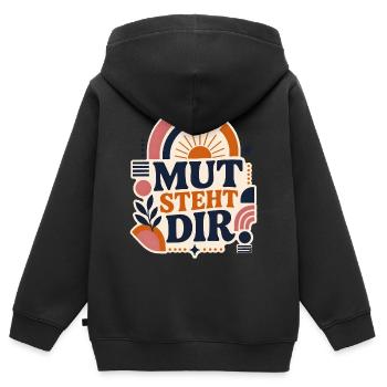 Mut steht dir – Positives Statement - Kinder Premium Organic Zip Hoodie - Schwarz - Hinten - AI Model Kid Male (0cm)