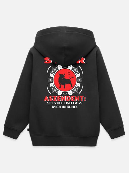 Sternzeichen Stier Aszendent Birthday Sprüche - Kinder Premium Organic Zip Hoodie - Schwarz