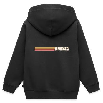 Geschenk für Amelia - Kinder Premium Organic Zip Hoodie - Schwarz - Hinten - AI Model Kid Male (0cm)