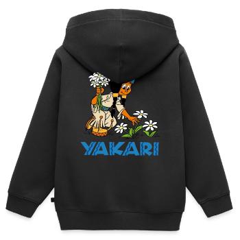 Regenbogen pflückt Blumen - Kinder Premium Organic Zip Hoodie - Schwarz - Hinten - AI Model Kid Male (0cm)