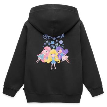 Blythe Puppen Auf Blumenwiese - Kinder Premium Organic Zip Hoodie - Schwarz - Hinten - AI Model Kid Male (0cm)