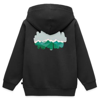 Montagnes forestières dans la brume matinale - Sweat Premium à capuche zippé enfant bio - noir - Dos - AI Model Kid Male (0cm)