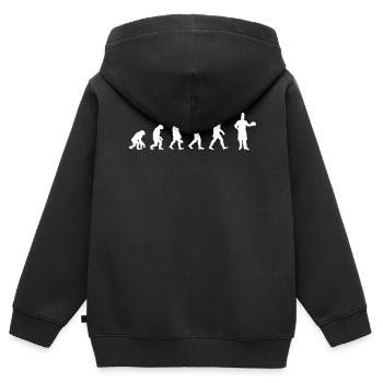 Koch - Évolution de l’Homme / Darwin - Sweat Premium à capuche zippé enfant bio - noir - Dos - AI Model Kid Male (0cm)
