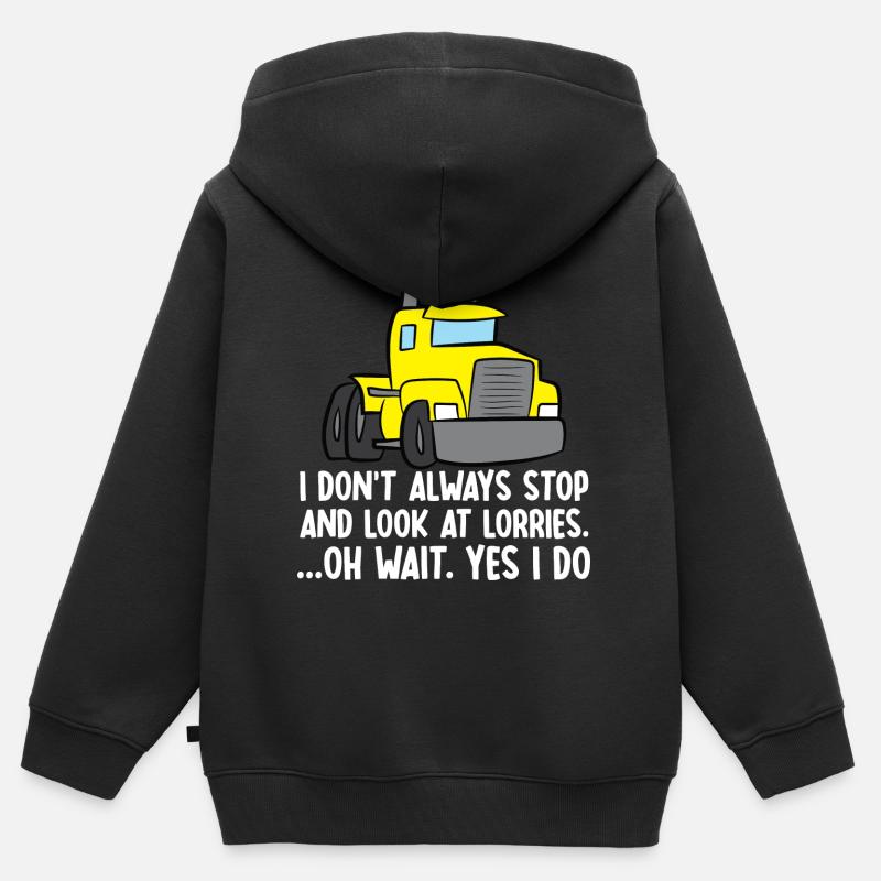 Drôle de camionneur cadeau citation chauffeur de camion disant - Sweat Premium à capuche zippé enfant bio - noir