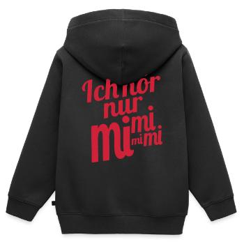 Ich hör nur mi mi mi - Kinder Premium Organic Zip Hoodie - Schwarz - Hinten - AI Model Kid Male (0cm)