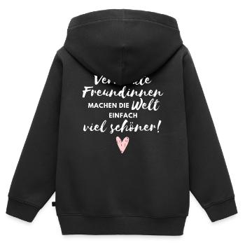 Verrückte Freundinnen machen die Welt viel schöner - Kinder Premium Organic Zip Hoodie - Schwarz - Hinten - AI Model Kid Male (0cm)