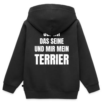 Hunderasse Terrier - Kinder Premium Organic Zip Hoodie - Schwarz - Hinten - AI Model Kid Male (0cm)