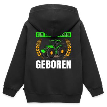 Landwirtschaft Zum Traktor Fahren Geboren Traktor - Kinder Premium Organic Zip Hoodie - Schwarz - Hinten - AI Model Kid Male (0cm)