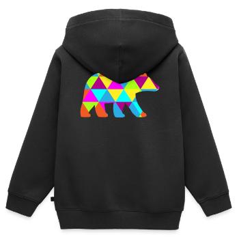 Ours polygone - Sweat Premium à capuche zippé enfant bio - noir - Dos - AI Model Kid Male (0cm)