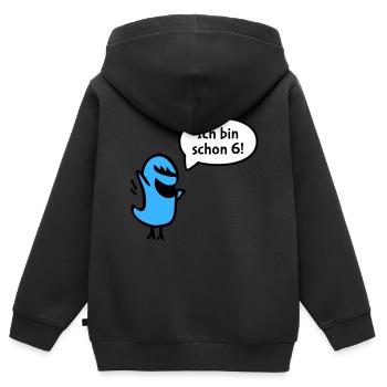 Ich bin schon sechs - Kinder Premium Organic Zip Hoodie - Schwarz - Hinten - AI Model Kid Male (0cm)