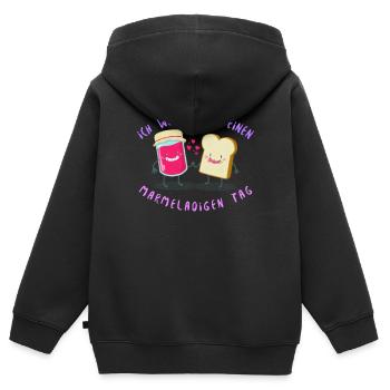 Marmelade Marmeladig - Kinder Premium Organic Zip Hoodie - Schwarz - Hinten - AI Model Kid Male (0cm)