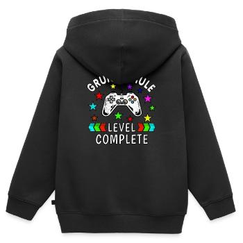 Grundschule Abschluss Grundschule Level Complete - Kinder Premium Organic Zip Hoodie - Schwarz - Hinten - AI Model Kid Male (0cm)