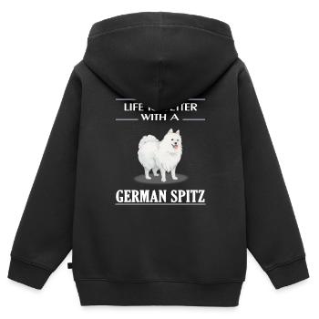 German Spitz - Sweat Premium à capuche zippé enfant bio - noir - Dos - AI Model Kid Male (0cm)