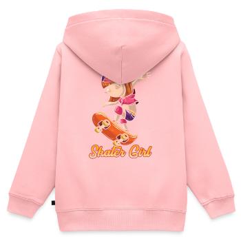 Skater Fille Skateboard Skateboarder - Sweat Premium à capuche zippé enfant bio - rose - Dos - AI Model Kid Female (0cm)