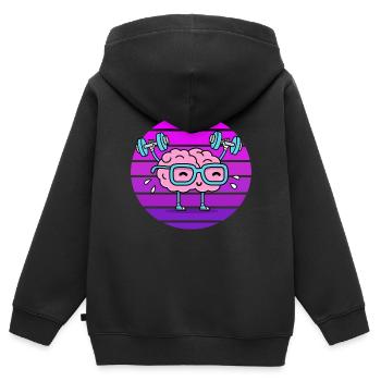Brain sunset training brain - Kids Premium Organic Zip-up Hoodie - black - Back - AI Model Kid Male (0cm)