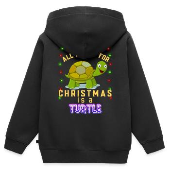 Frohe Weihnachten, Frohe Weihnachten - Kinder Premium Organic Zip Hoodie - Schwarz - Hinten - AI Model Kid Male (0cm)