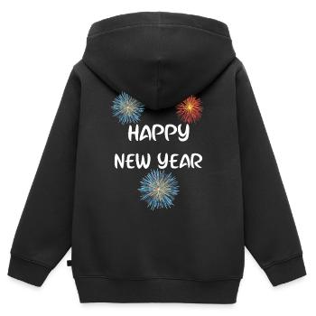 Neues Jahr frohes neues Jahr - Kinder Premium Organic Zip Hoodie - Schwarz - Hinten - AI Model Kid Male (0cm)