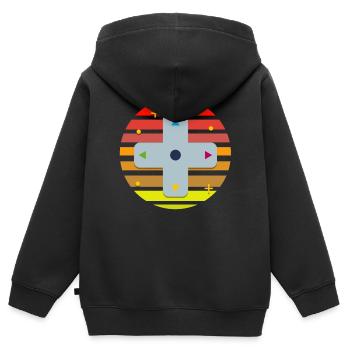 Gamepad im Sonnenuntergang - Kinder Premium Organic Zip Hoodie - Schwarz - Hinten - AI Model Kid Male (0cm)