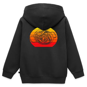 Paella au coucher du soleil - Sweat Premium à capuche zippé enfant bio - noir - Dos - AI Model Kid Male (0cm)