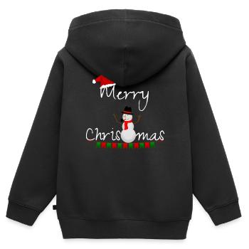 Joyeux Noël Joyeux Noël Joyeux Noël - Sweat Premium à capuche zippé enfant bio - noir - Dos - AI Model Kid Male (0cm)