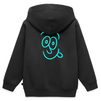 Lustiges Gesicht - Kinder Premium Organic Zip Hoodie - Schwarz - Hinten - AI Model Kid Male (0cm)