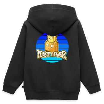 Amant de pain grillé - Sweat Premium à capuche zippé enfant bio - noir - Dos - AI Model Kid Male (0cm)