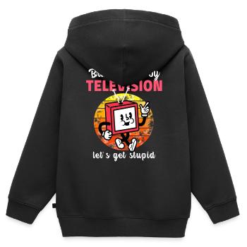 brainwashed by television - Sweat Premium à capuche zippé enfant bio - noir - Dos - AI Model Kid Male (0cm)
