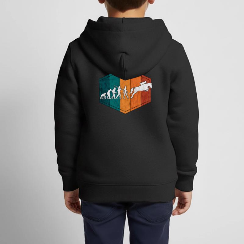 Cavalier évolution chevaux rétro Sweat Premium à capuche zippé enfant bio
