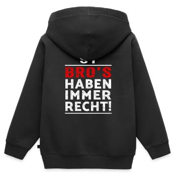 §1 Bro´s haben immer Recht witzige Geschenkidee - Kinder Premium Organic Zip Hoodie - Schwarz - Hinten - AI Model Kid Male (0cm)