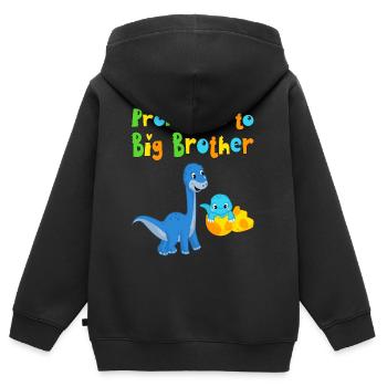 Promu au grand frère - Sweat Premium à capuche zippé enfant bio - noir - Dos - AI Model Kid Male (0cm)