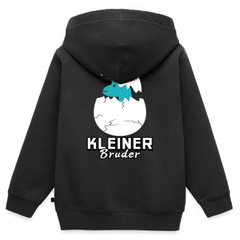 Kleiner Bruder Dinosaurier - Kinder Premium Organic Zip Hoodie - Schwarz - Hinten - AI Model Kid Male (0cm)
