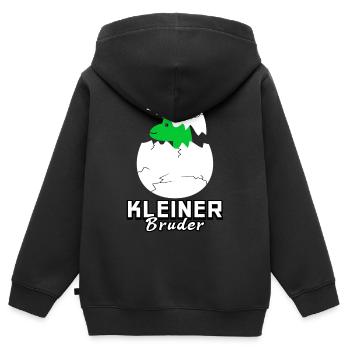 Kleiner Bruder Dinosaurier - Kinder Premium Organic Zip Hoodie - Schwarz - Hinten - AI Model Kid Male (0cm)