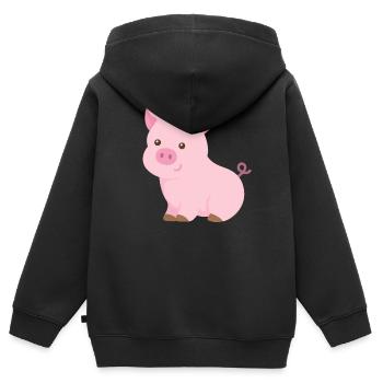Schwein für Kinder - Kinder Premium Organic Zip Hoodie - Schwarz - Hinten - AI Model Kid Male (0cm)