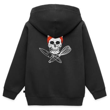 Totenkopf Köchin mit Messer und Schneebesen - Kinder Premium Organic Zip Hoodie - Schwarz - Hinten - AI Model Kid Male (0cm)