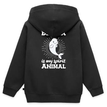 Béluga animaux mignons pour enfants bélugas - Sweat Premium à capuche zippé enfant bio - noir - Dos - AI Model Kid Male (0cm)