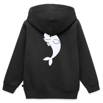 Béluga animaux mignons pour enfants bélugas - Sweat Premium à capuche zippé enfant bio - noir - Dos - AI Model Kid Male (0cm)