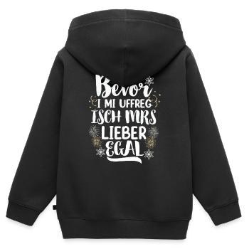 Bevor i mi uffreg isch mrs lieber egal - Kinder Premium Organic Zip Hoodie - Schwarz - Hinten - AI Model Kid Male (0cm)