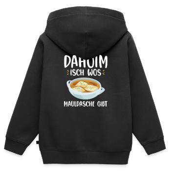 Schwäbische Geschenkideen | Maultaschen Schwaben - Kinder Premium Organic Zip Hoodie - Schwarz - Hinten - AI Model Kid Male (0cm)